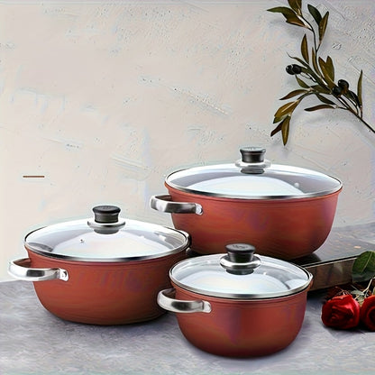 Nonstick Stock Pot with Lid 10 Inch Stone Derived Coating Iron Core Even Heating Induction for Entryways, Bedrooms and Living Spaces