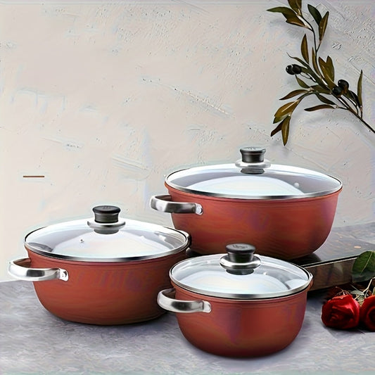 Nonstick Stock Pot with Lid 10 Inch Stone Derived Coating Iron Core Even Heating Induction for Entryways, Bedrooms and Living Spaces
