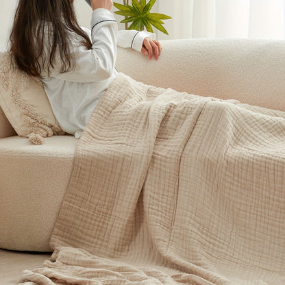 6-Layer Gauze Blanket 100% Muslin, Breathable Cotton Throw for Couch & Bed, All Season Adult Blanket