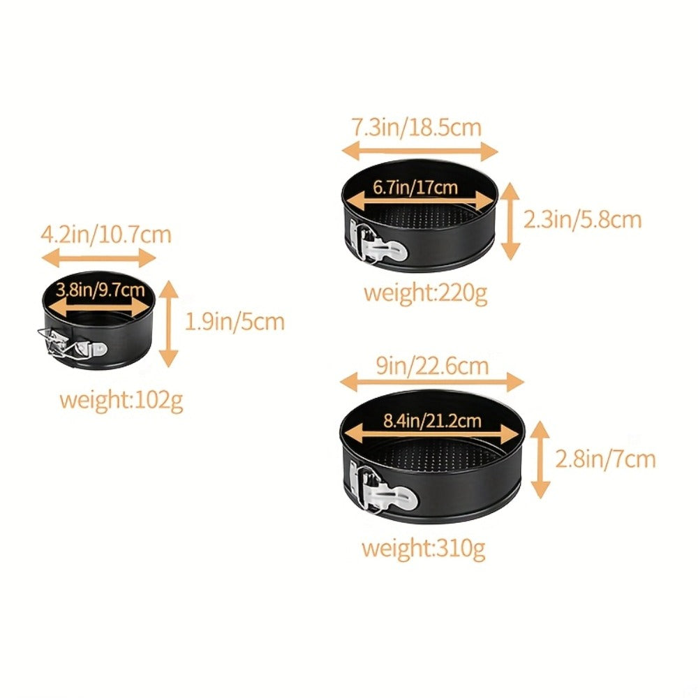 Springform Cake Pan Set, Nonstick Carbon Steel Cheesecake Pan with Removable Bottom & Locking Latch