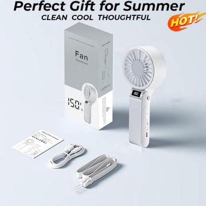 Handheld Fan USB-C Rechargeable 150-Speed Stepless Adjustable Turbo Fan LED Display for Home, Office and Desktop Air Circulation