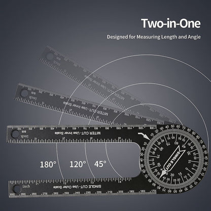 Miter Saw Protractor 7 Inch Aluminum 2-in-1 Professional Angle Finder CNC Machined Precision for Entryways, Bedrooms and Living Spaces