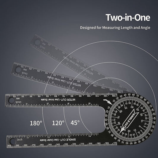 Miter Saw Protractor 7 Inch Aluminum 2-in-1 Professional Angle Finder CNC Machined Precision for Entryways, Bedrooms and Living Spaces