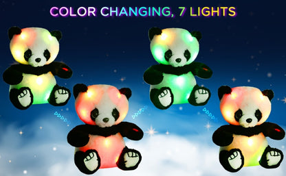 Light Up Panda Stuffed Animal Plush Toy 8 & 12 Inch with LED Glow, Cute Panda Bear Hugging Toy