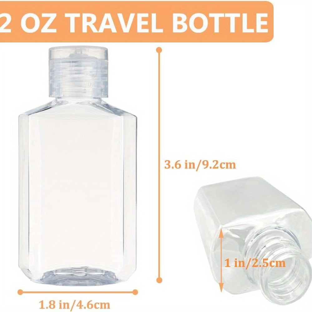 TSA Approved Travel Bottles 2oz Flip Cap 40 Pack Clear Plastic Refillable Squeeze Containers for Hand Sanitizer Shampoo Conditioner Soap