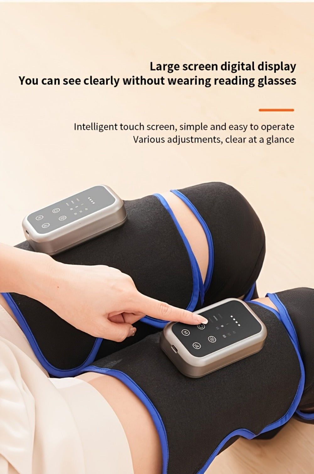Leg Massager with Heat, Full Leg Air Compression Massager, 4 Modes Wireless Charging, Large Display
