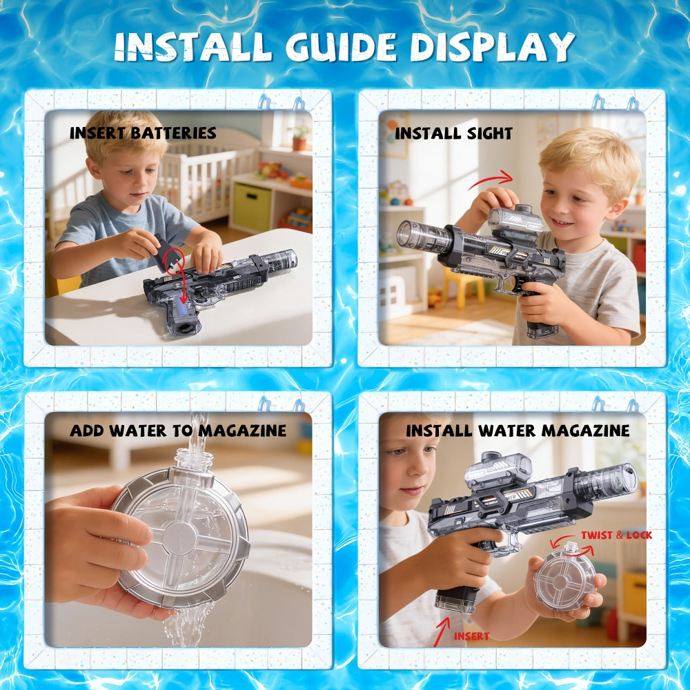 Kids Electric Water Gun with Sound Effects for Ages 3-6 – Automatic High Capacity Squirt Blaster Long Range