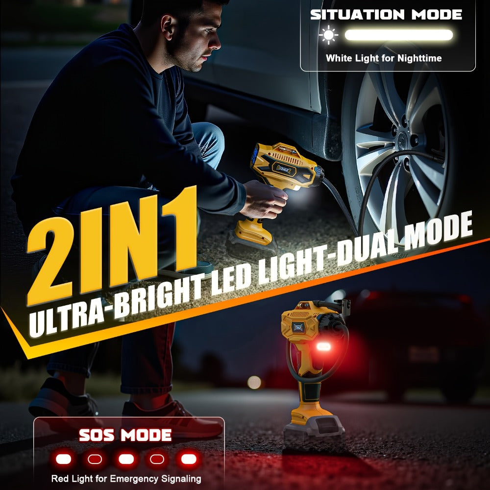 Cordless Tire Inflator 160PSI Portable Air Compressor Compatible with DeWalt 20V / 18V Battery, Digital Pressure Gauge