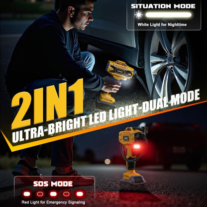 Cordless Tire Inflator 160PSI Portable Air Compressor Compatible with DeWalt 20V / 18V Battery, Digital Pressure Gauge