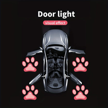 Two-Piece Car Door LED Projector Light Set with Paw-Print Pattern in Sky Blue, Pink or Amber