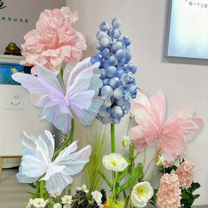 Pink Butterfly Wall Decorations, Three-Piece Set with Layered 50 x 42cm Wing Designs for Hanging Displays