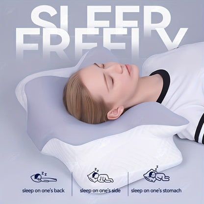 Cervical Neck Pillow for Sleeping - Butterfly Contour Memory Foam Support for Back & Side Sleepers