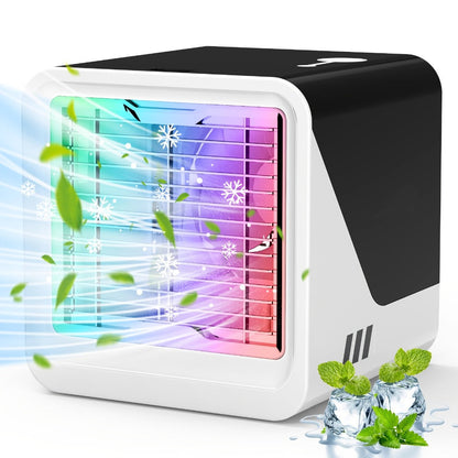 Portable Mini Air Conditioner Fan, Personal Evaporative Cooler with 3-Speed Settings & Timer, Quiet Desktop Cooling Fan for Room