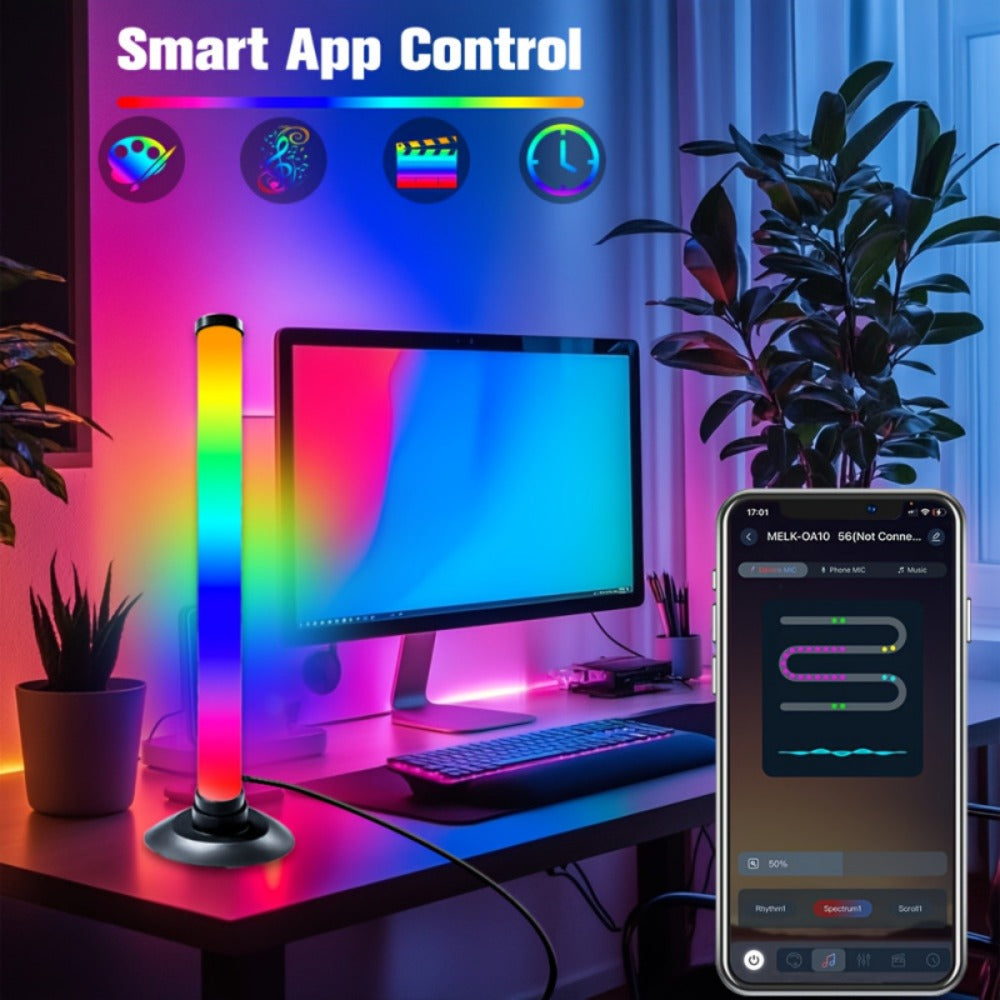 TV Backlight LED Strip 2 Pack RGB IC 16 Million Colors Music Sync App Control – 8 Dynamic Modes for Home, Desk and Accent Lighting