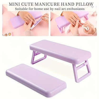 Folding Nail Armrest Hand Rest for Nail Technicians – Cushioned Wrist Support Pillow Bracket, Portable Manicure Table Stand