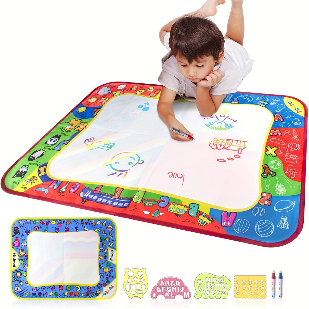 Reusable Water Doodle Mat for Kids with 2 Water Pens, Large Size Mess-Free Drawing Pad, Educational Art Toy