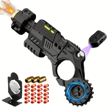 Metal Fidget Gun EDC Spinner Toy for Adults & Men, Alloy Steel Decompression Finger Spinner with 3 Reusable Shells & 20 Bullets
