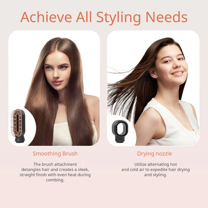 Negative Ion Hair Dryer Brush 4-in-1 Hot Air Styler, Curl, Straighten, Scalp Massage & Blow Dry, Adjustable Heat & Wind Speed
