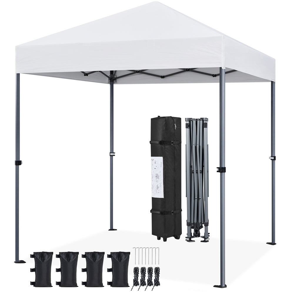 Pop Up Canopy One-Push Lock UPF 50+ Height Adjustable Instant Canopy Tent with Roller Bag, Guy Lines & Ground Anchors for Party