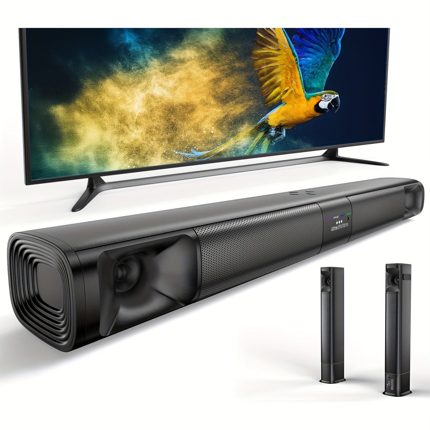 2.1 Channel Soundbar with Subwoofer for TV PC Gaming, Wireless Bluetooth Optical AUX Wall-Mountable Surround Sound System