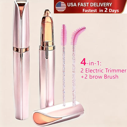 Electric Eyebrow Trimmer for Women 2 Pack, USB Rechargeable Painless Precision Eyebrow Razor Pen, Portable Hair Remover for Face Lip Leg