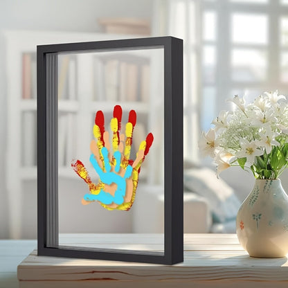Family Handprint Kit with 4 Slots & 6 Colors, Memory Frame Keepsake Gift for Entryways, Bedrooms and Living Spaces