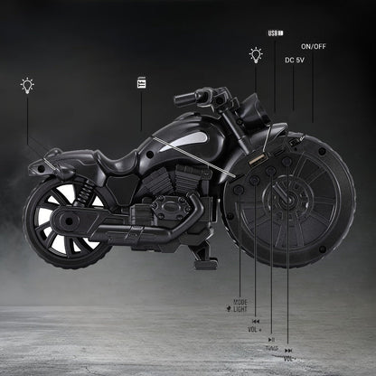 Bluetooth Speaker MOTO BEAT Motorcycle-Shaped RGB Model with FM Radio, USB, TF, AUX and Rechargeable Battery