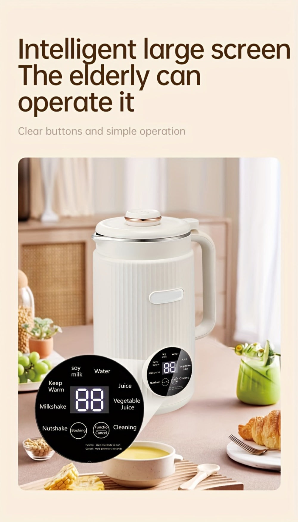 8-in-1 Nut Milk Maker 35oz 8-Blade - Almond Oat Soy Coconut Plant-Based Milk Machine for Entryways, Bedrooms and Living Spaces