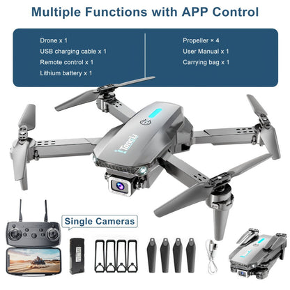 Foldable HD Camera Drone Free Storage Bag USB-C Charging 3D Flips Single or Dual Camera Built-in Screen Remote