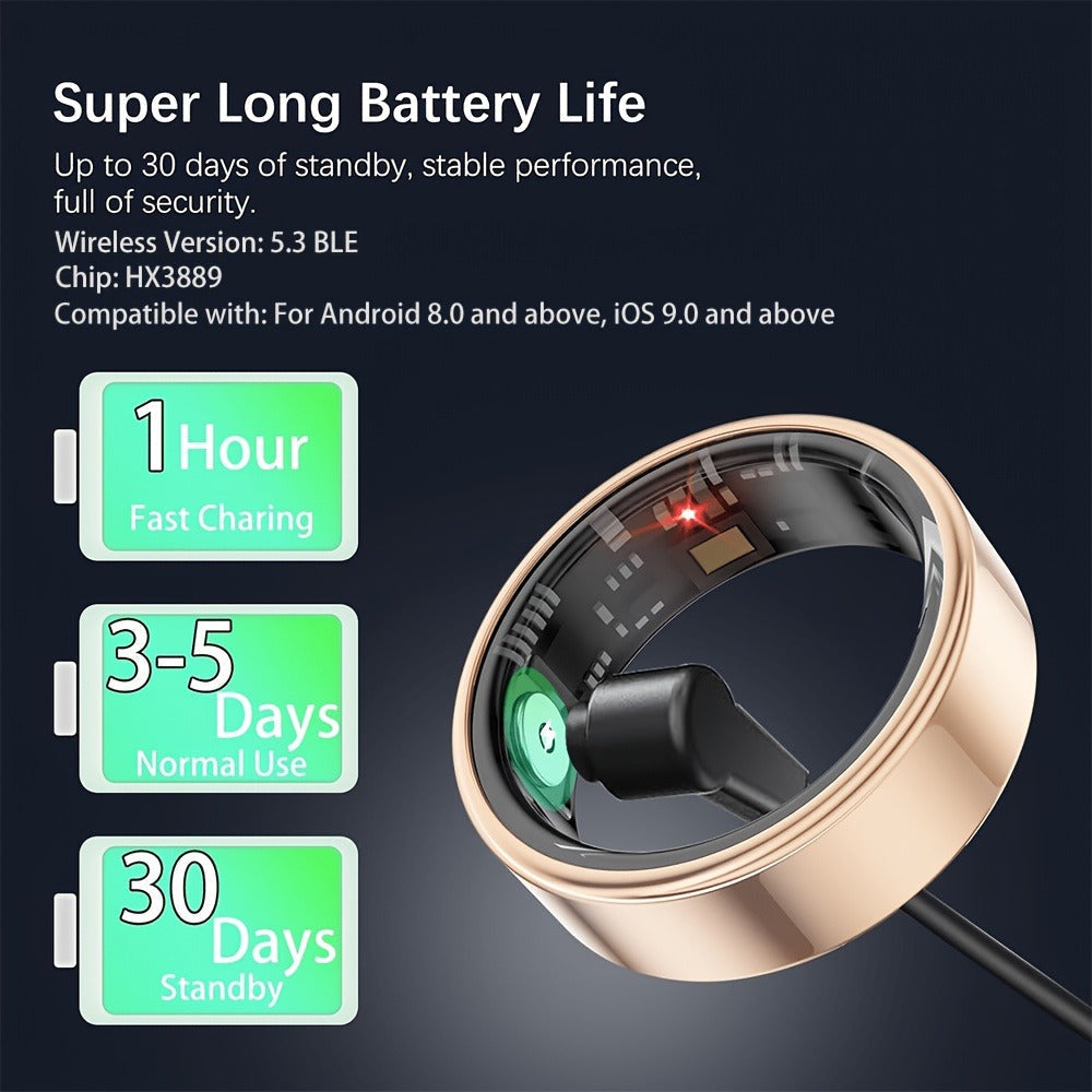 Health Monitoring Smart Ring for Women & Men, Fitness Activity Tracker with Sleep, Calories, Steps