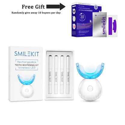 Black or White LED Teeth Whitening Mouthpiece Kit with Four Gel Pens, Shade Guide and 16-Minute Timer