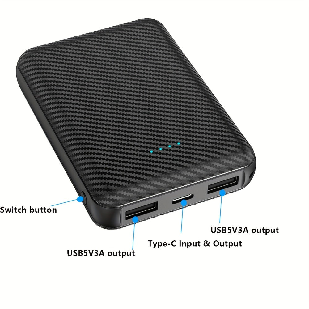 Power Bank 20000mAh 5V/3A for Fan Vests with USB-C Input/Output and USB-A 5V/2A Port for Cooling Garments
