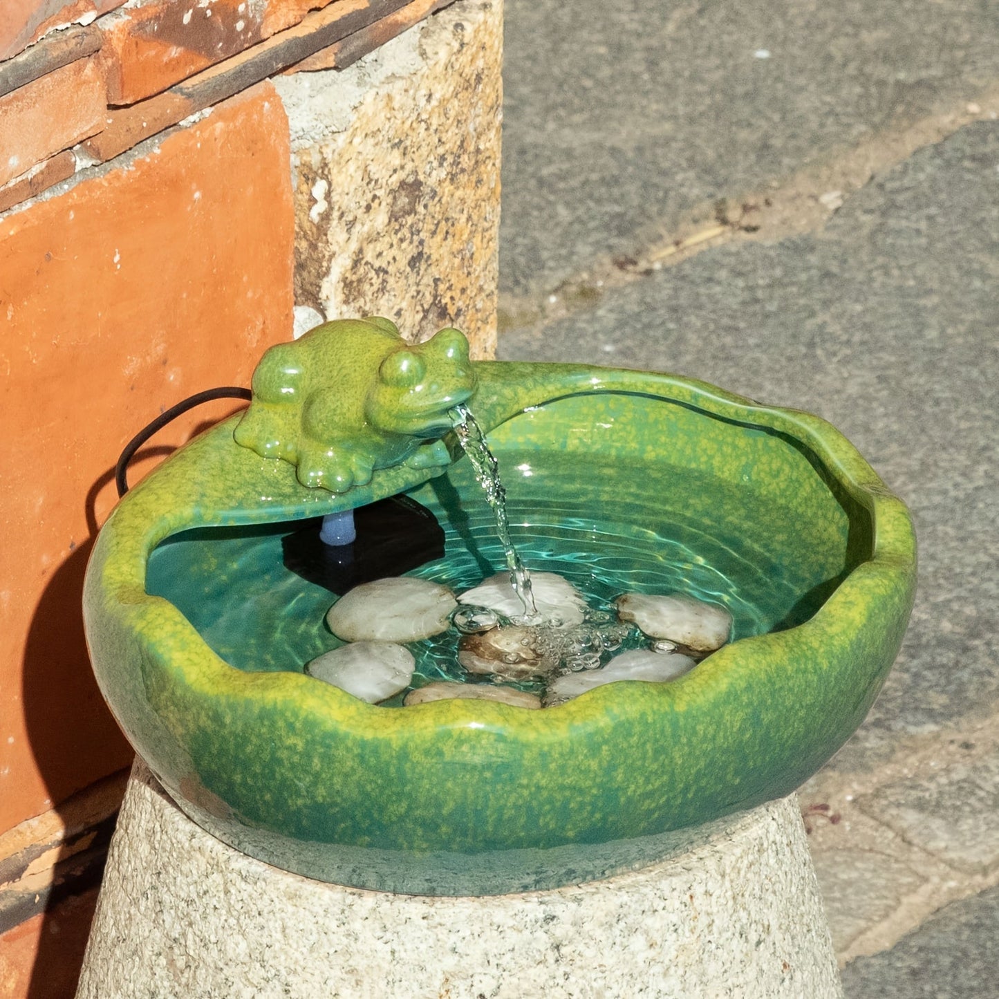 Ceramic Solar Fountain with Battery Backup for Garden, Pathway and Patio Lighting, with the Listed Configuration