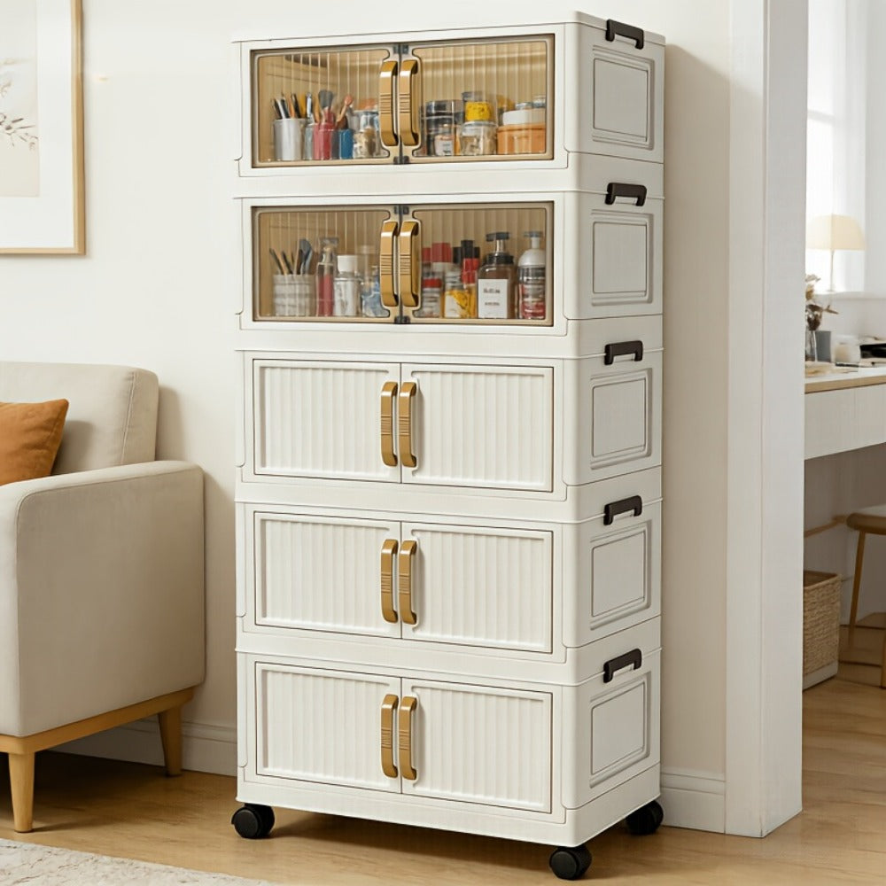 Shoe Cabinet Entryway Organizer, Multi-Functional Foldable Storage Cabinet 3/5 Tier Large, Space-Saving Closet Organizer for Entrance