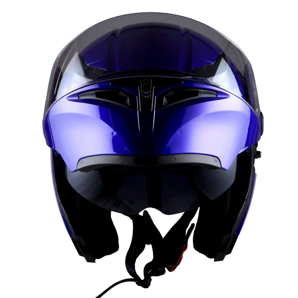 Motorcycle Helmet Modular Flip-Up Full-Face Shell with Dual Visors, S-XL Sizes and Arrow, Storm or Glossy Styles