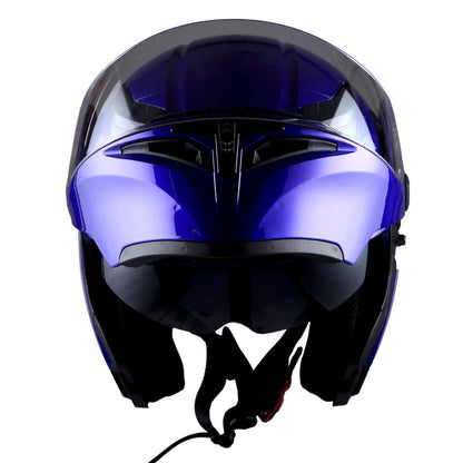 Motorcycle Helmet Modular Flip-Up Full-Face Shell with Dual Visors, S-XL Sizes and Arrow, Storm or Glossy Styles