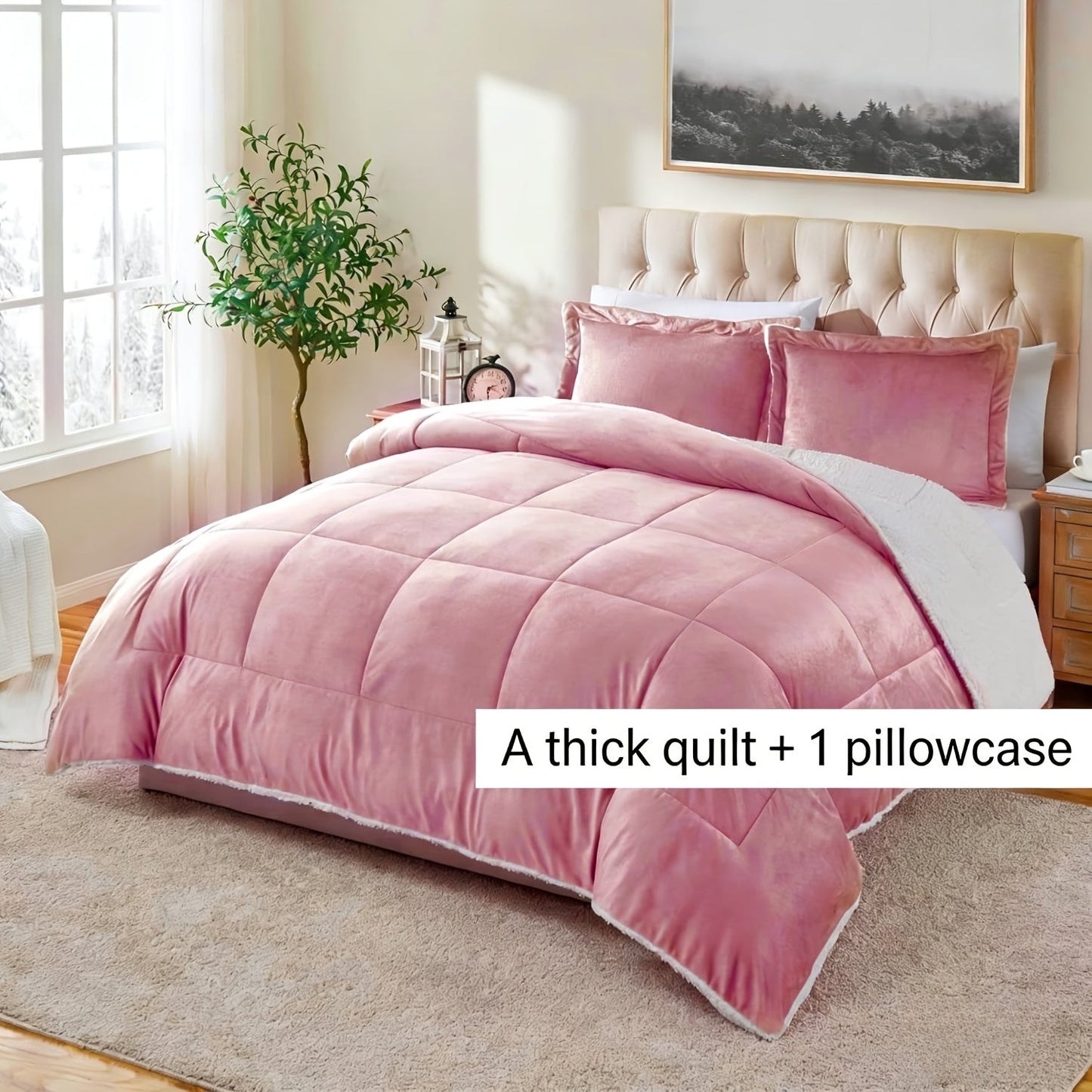 Sherpa Fleece Comforter Set Extra Thick Plush Microfiber Reversible Soft Warm Luxury Bed Blanket Twin XL Full Queen King 10 Colors