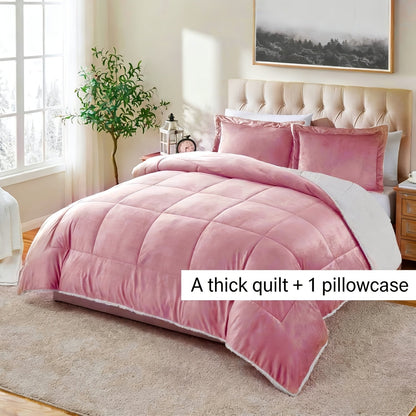 Sherpa Fleece Comforter Set Extra Thick Plush Microfiber Reversible Soft Warm Luxury Bed Blanket Twin XL Full Queen King 10 Colors