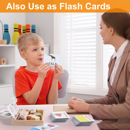 Phonics Word Builder Kit 110+ CVC Flash Cards 10 Letter Blocks Wooden Tray Spelling Matching Game | Learn to Read Toy for Preschool