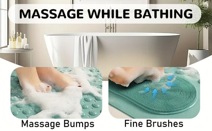 Textured Shower Bath Mat in 14.2 x 27.5 or 19.7 x 31.5-Inch Sizes and Six Color-and-Size Combinations