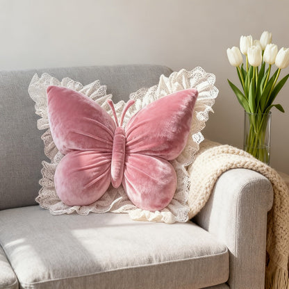 Butterfly Shaped Throw Pillow 3D Bow Decorative Cute Accent Pillow for Bed Sofa Couch Velvet for Entryways, Bedrooms and Living Spaces