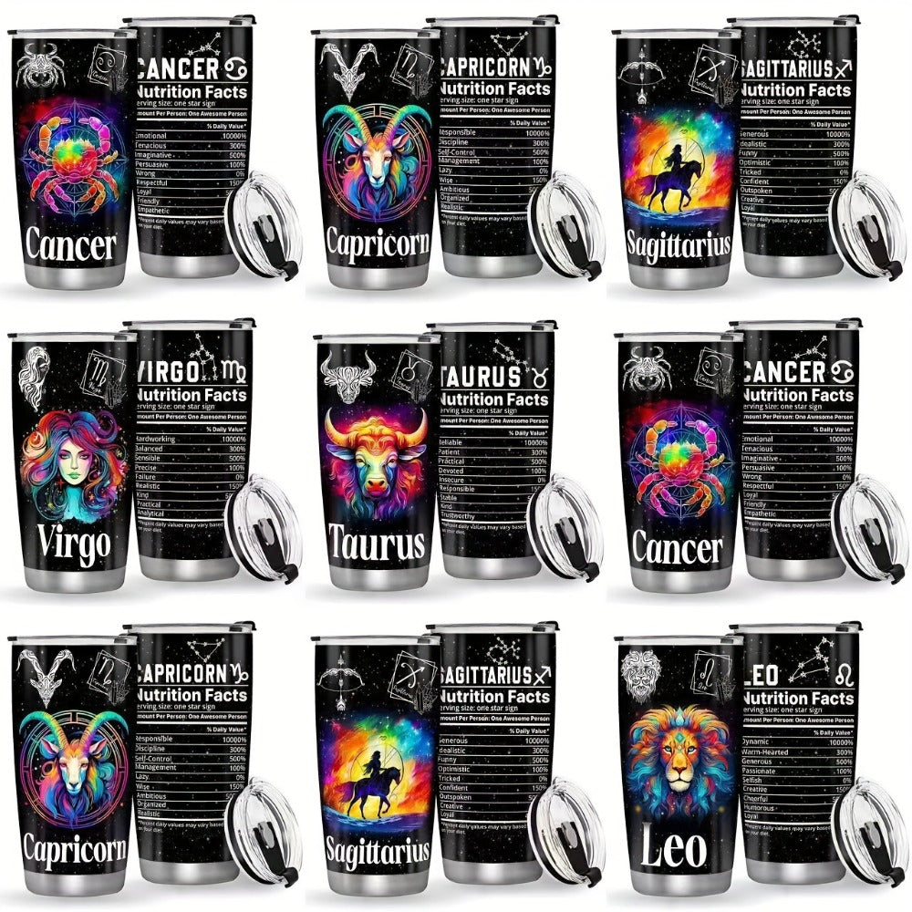 Insulated Tumbler 20oz Zodiac Sign 304 Stainless Steel with Lid, Straw and 12 Horoscope Options