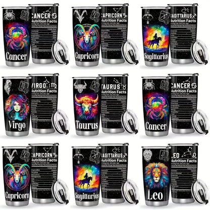 Insulated Tumbler 20oz Zodiac Sign 304 Stainless Steel with Lid, Straw and 12 Horoscope Options