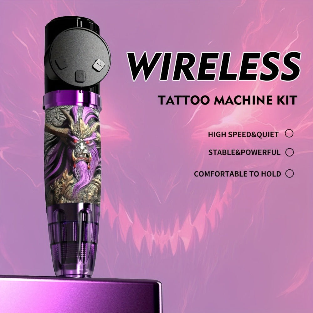 Tattoo Gun Kit Complete Set GOLDPLUME Cordless Rotary Machine 1500mAh Power Supply for Temporary Body Art, Festivals and Costumes