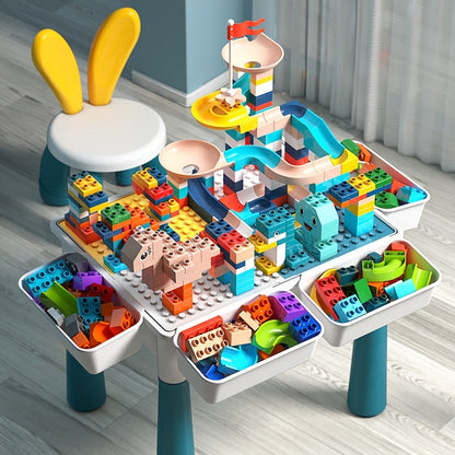 Kids Building Block Table & Chair Set with Storage Boxes with the Listed Color, Size or Set Options for Everyday Use