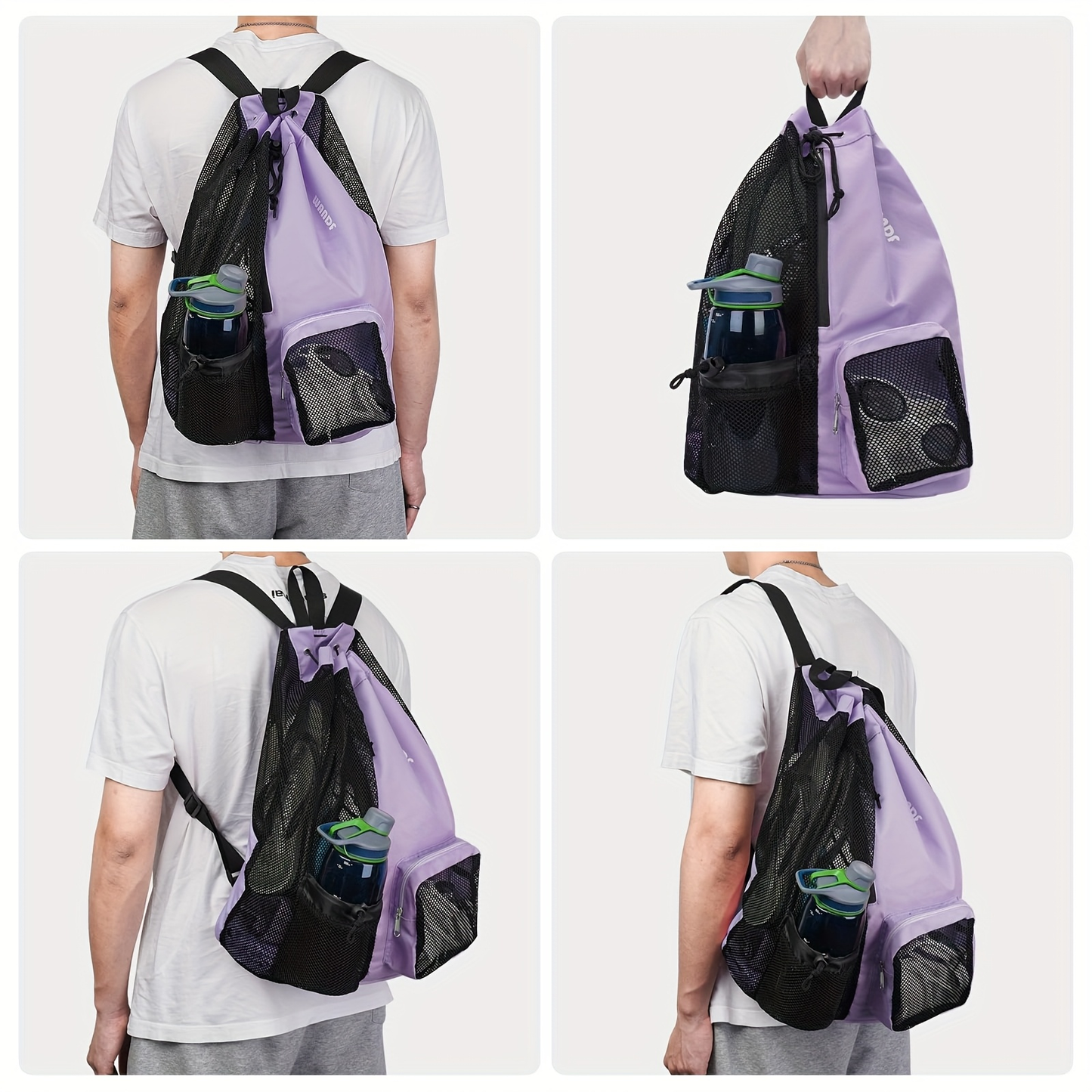 Mesh Drawstring Swim Bag – Quick-Dry Sports Backpack with Wet Pocket for Swimming, Gym & Beach, Lightweight Travel Bag for Women & Men
