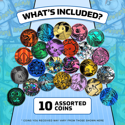 Pokemon TCG Coins Lot 10 Pack, Official Collectible Trading Card Game Coins, Charizard Pikachu Mewtwo & More
