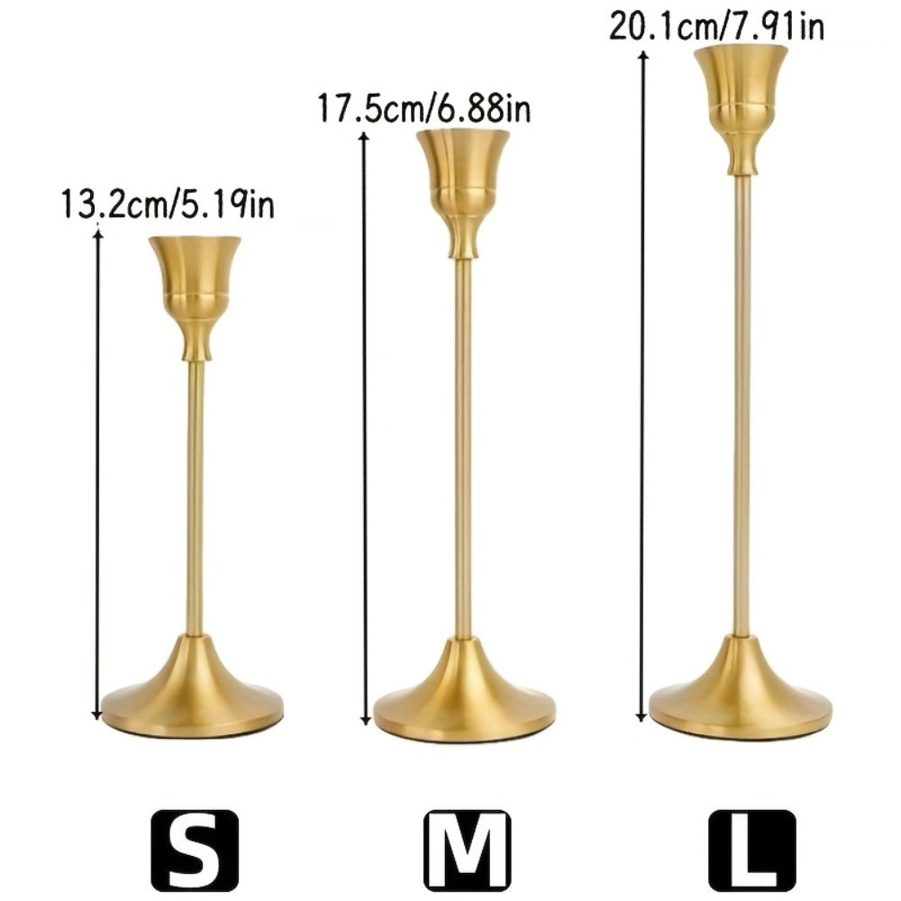 Metal Bell Candlestick Holders Set, Vintage Copper & Black Taper Candle Holders for Wedding Centerpieces