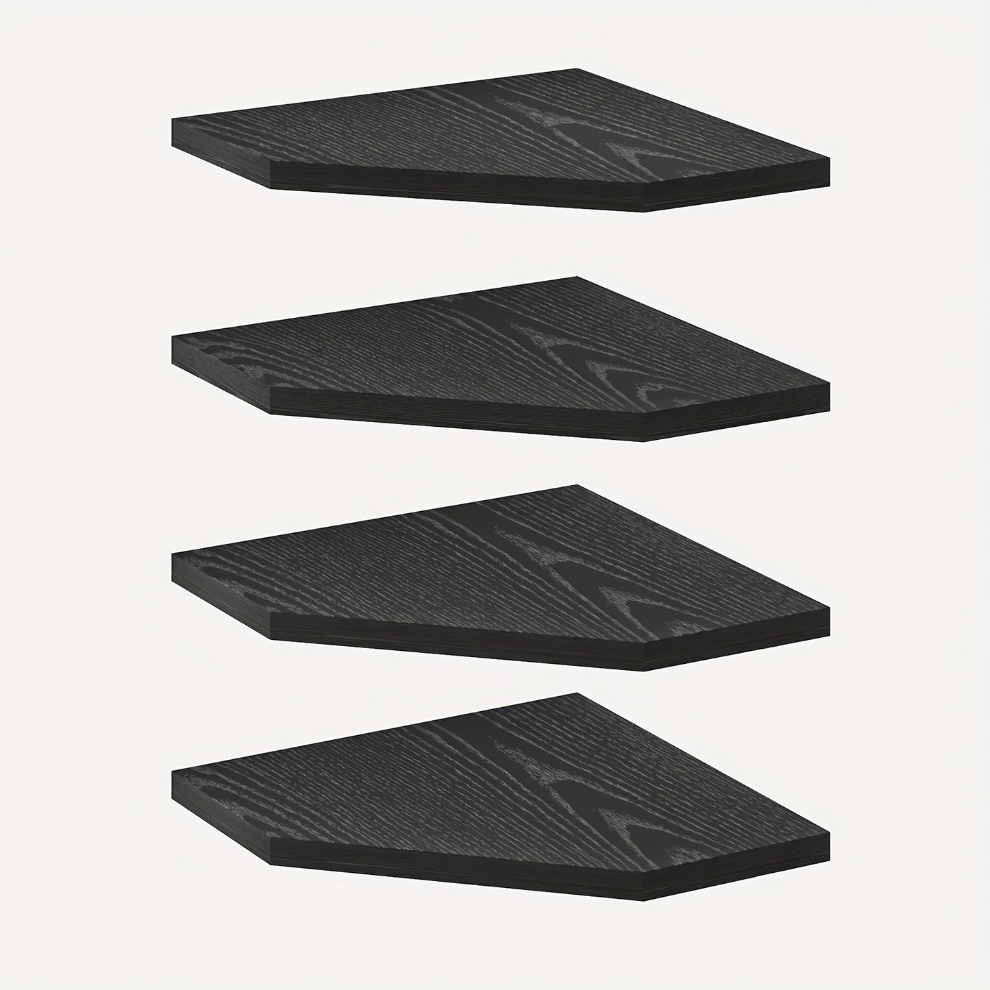 Corner Wall Shelf Set with 13.9-Inch Front Edge, Brown, Black or White Finish and 2, 4 or 6 Pieces