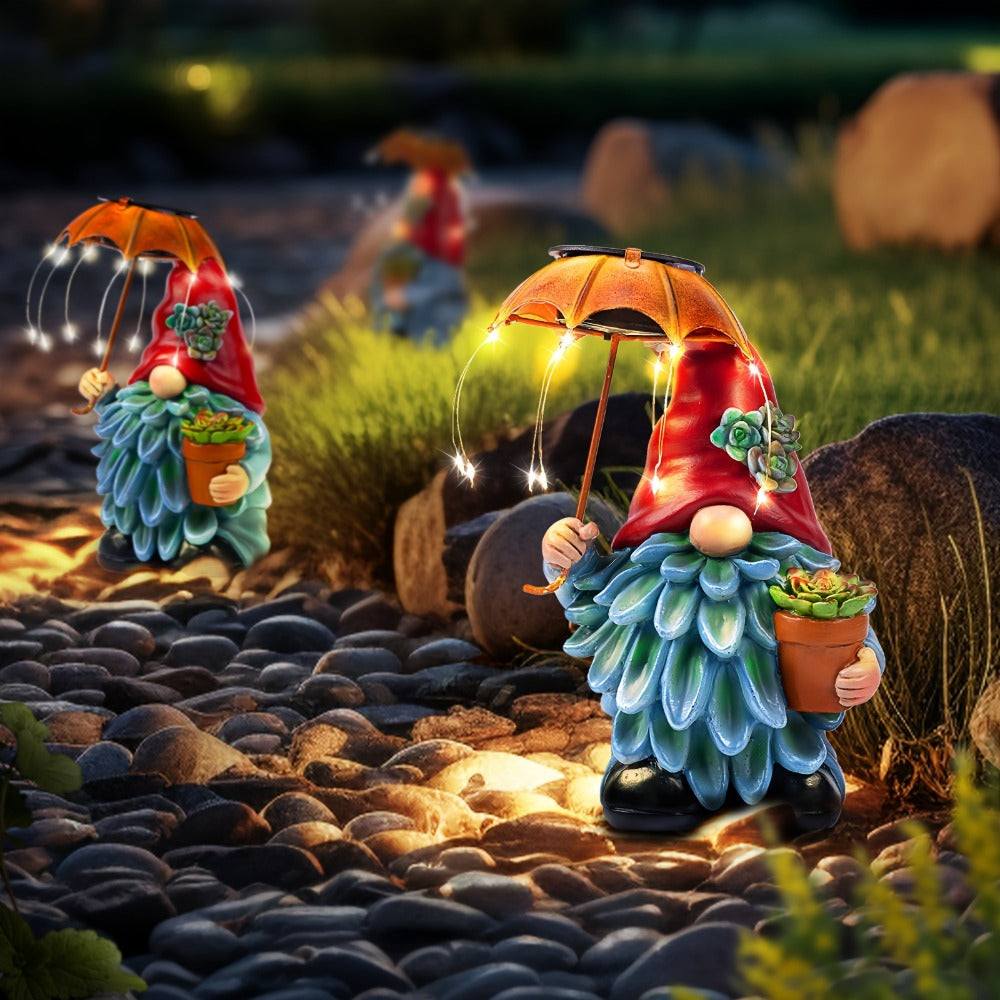 Solar Light Elf Resin Statue, Outdoor Garden Figurine That Automatically Lights Up at Night, Holiday Collectible Decor for Christmas